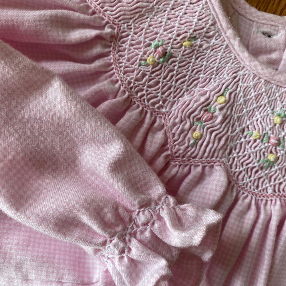 Sweet Petit Ami Pink and White Smocked Dress